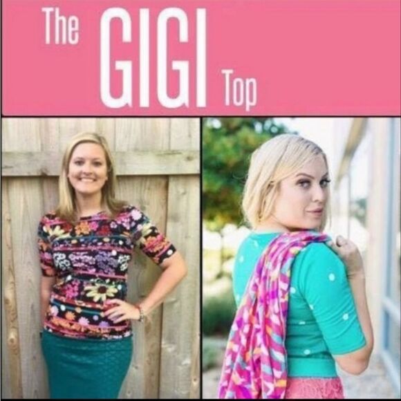 LuLaRoe Gigi Top Colorful Floral Print Fitted Tee Short Sleeve Knit Top Crewneck - Picture 10 of 10